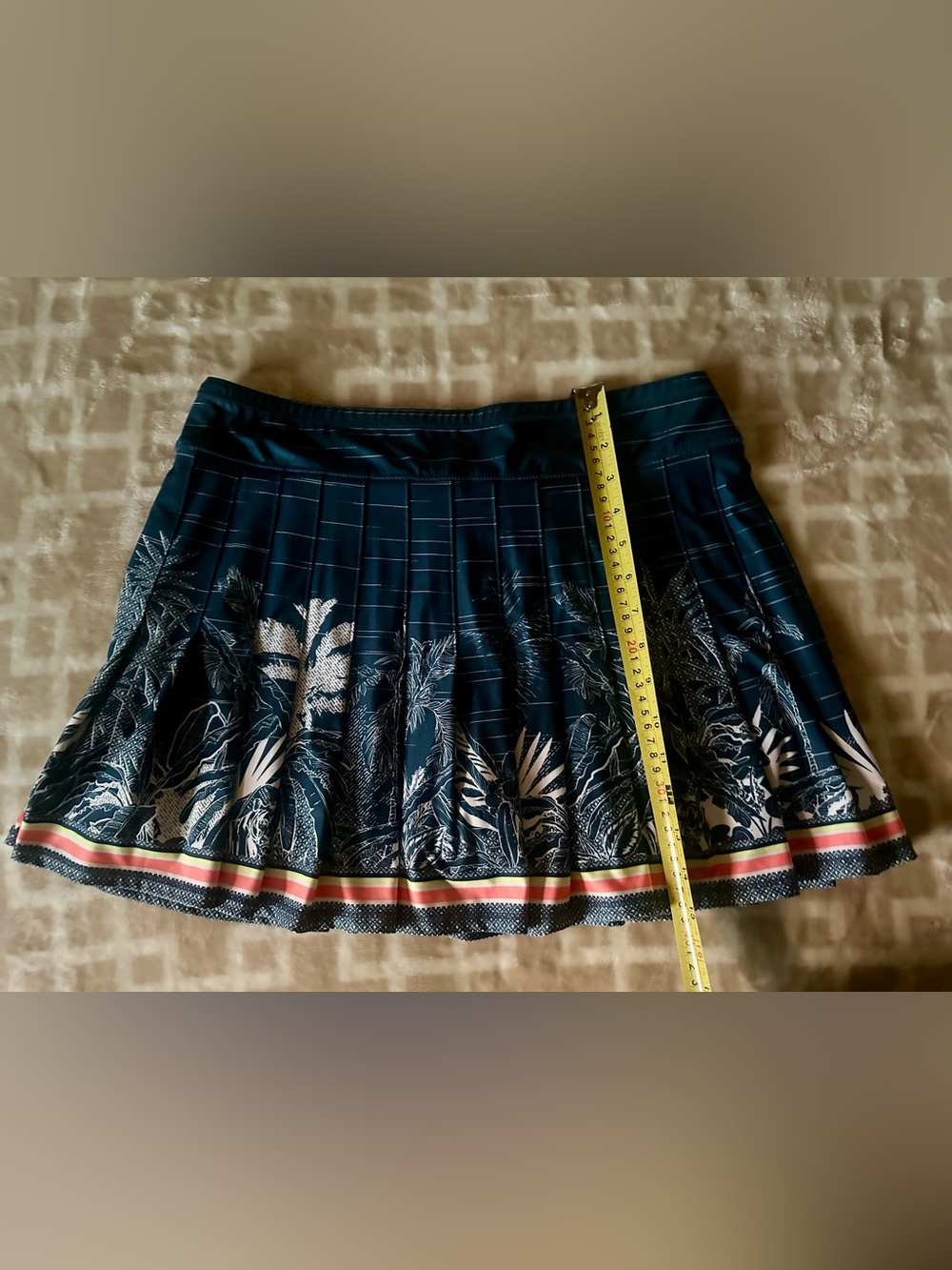 Lucky in Love Navy Tropical Pleated Mini Skort with Multicolor Hem - Picture 3 of 5